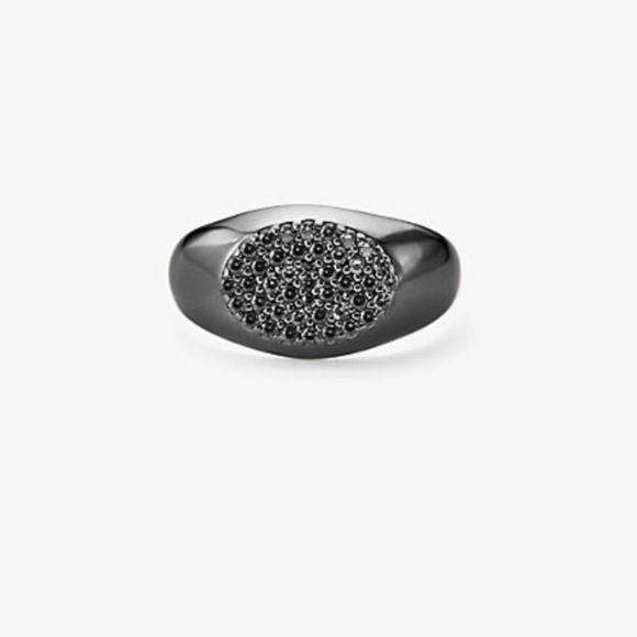 Michael Kors~Black Rhodium-Plated Sterling Silver Signet Ring - Picture 4 of 5